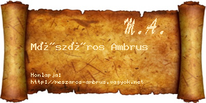 Mészáros Ambrus névjegykártya